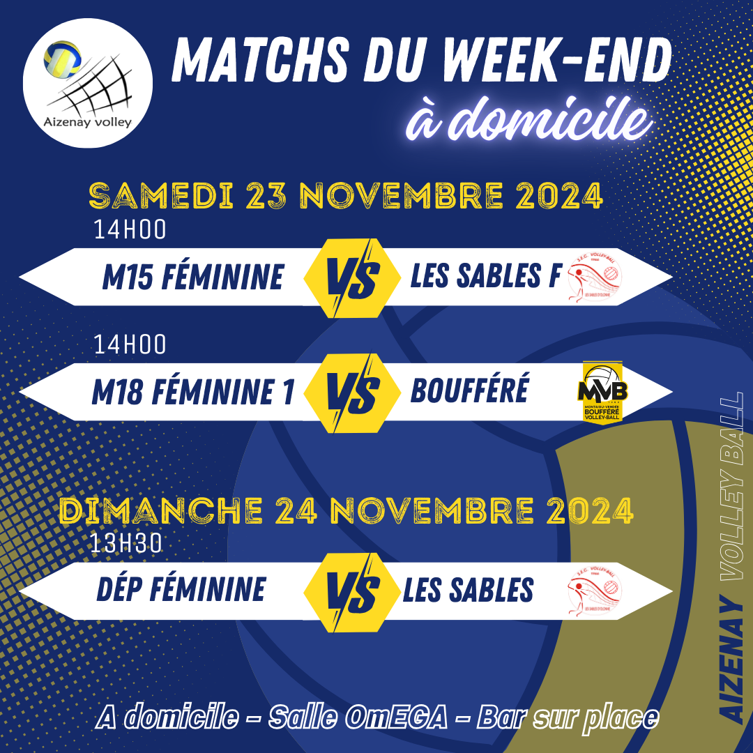 Matchs à domicile du week-end du 23/11/2024