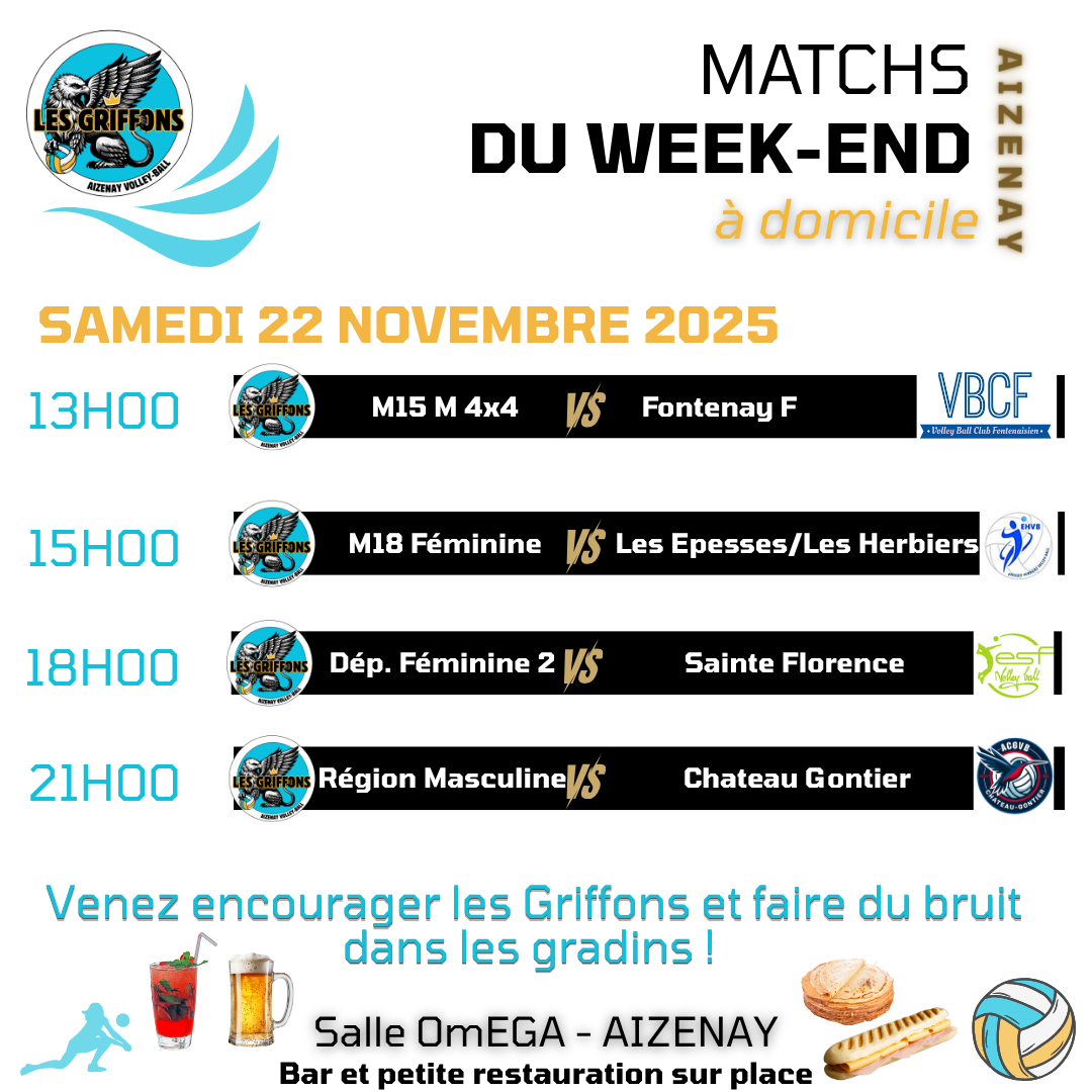 Matchs à domicile du samedi 22 novembre 2025