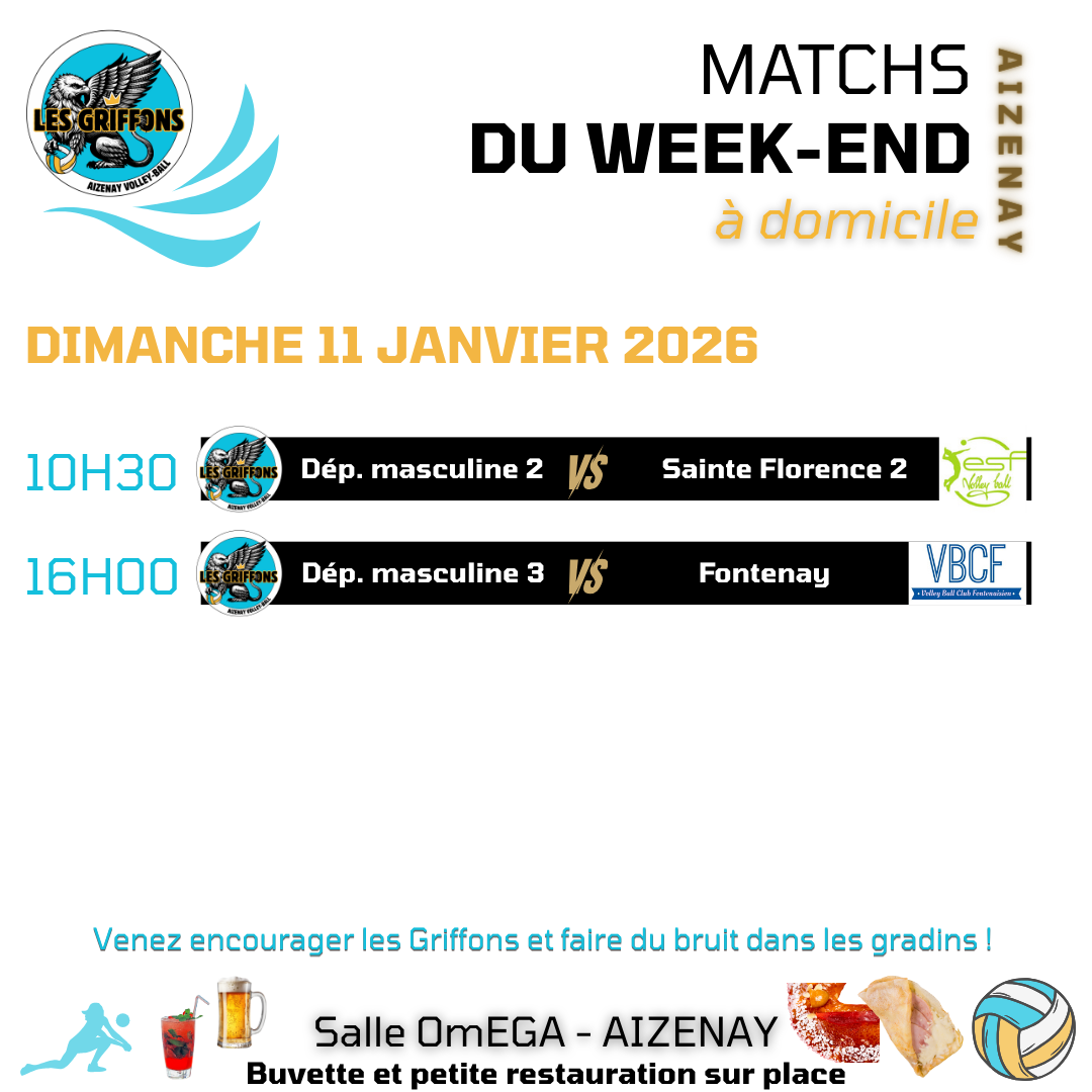 Matchs à domicile le dimanche 11 janvier 2026