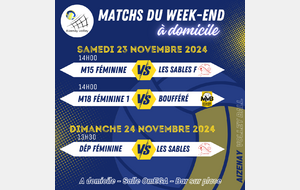 Matchs à domicile du week-end du 23/11/2024