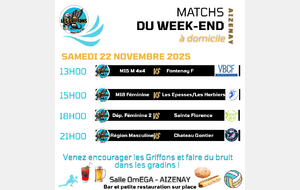 Matchs à domicile du samedi 22 novembre 2025