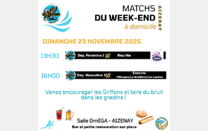 Matchs à domicile du dimanche 23 novembre 2025