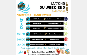 Matchs à domicile du samedi 10 janvier 2026