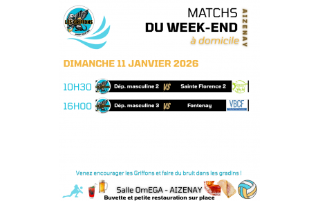 Matchs à domicile le dimanche 11 janvier 2026